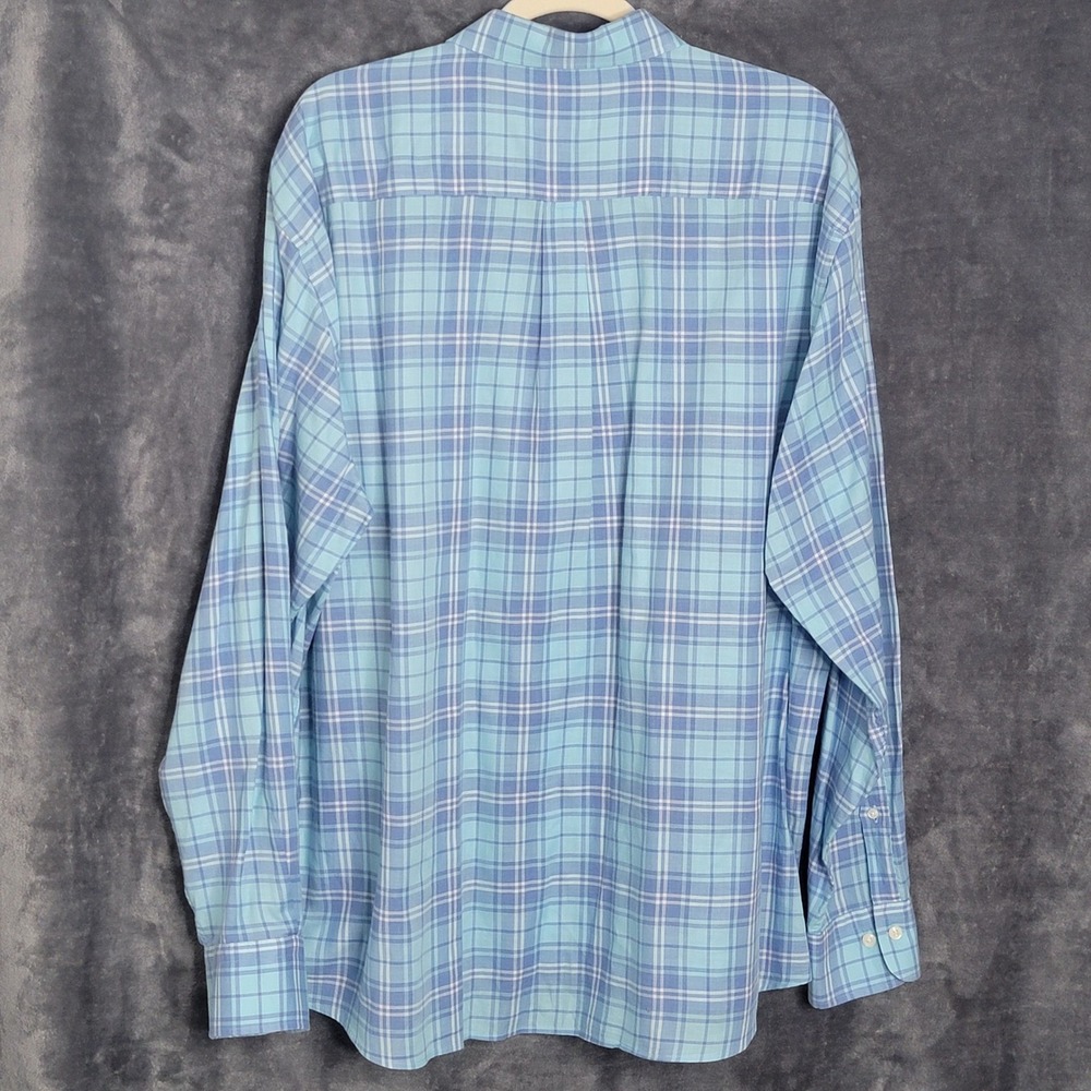 Peter Millar Mens XXL Blue Plaid Island Shirt Long Sleeve Cotton Button Down - Picture 4 of 12
